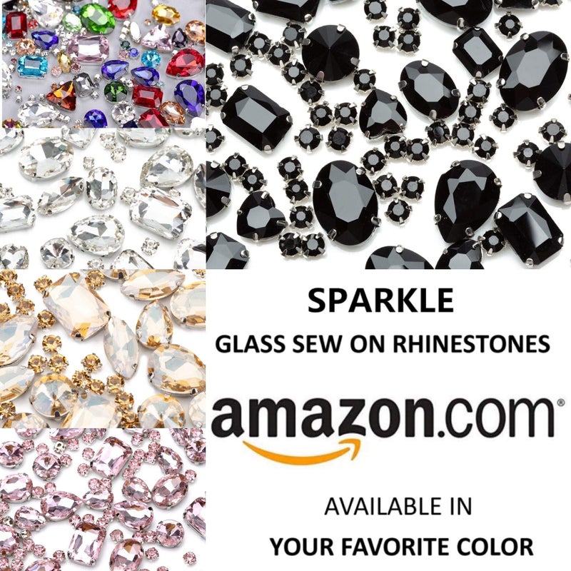 Choupee Sew On Rhinestone, Choupee 130PCS Black Sew On Glass Gems Metal Back Prong Setting Sewing Claw Rhinestone Mix Shapes Sew On Stone for Jewelry, Clothes, Costume, Shoes, Belt, Dress, Garments and Crafts - Image 3